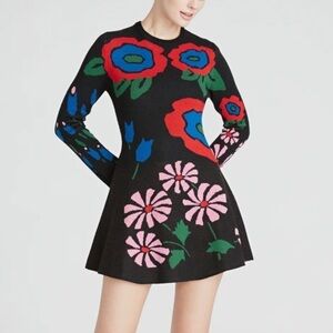 AMUR- NWT “Nataly” Fit and Flare Floral Longsleeve Wool Sweater Mini Dress